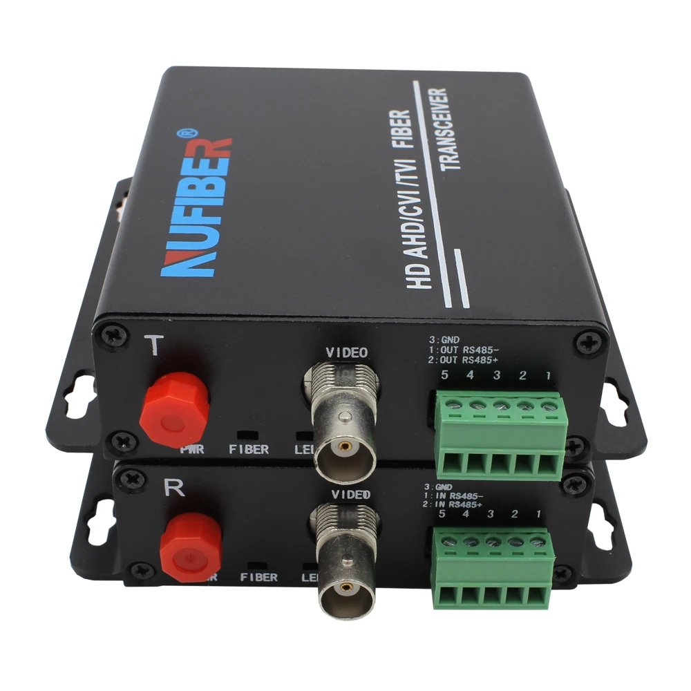 Nufiber 1CH 1080P HD AHD/TVI/CVI Fiber Video Converter with RS485 Single Mode FC/SC/ST 20km CCTV Use 1 Year Warranty
