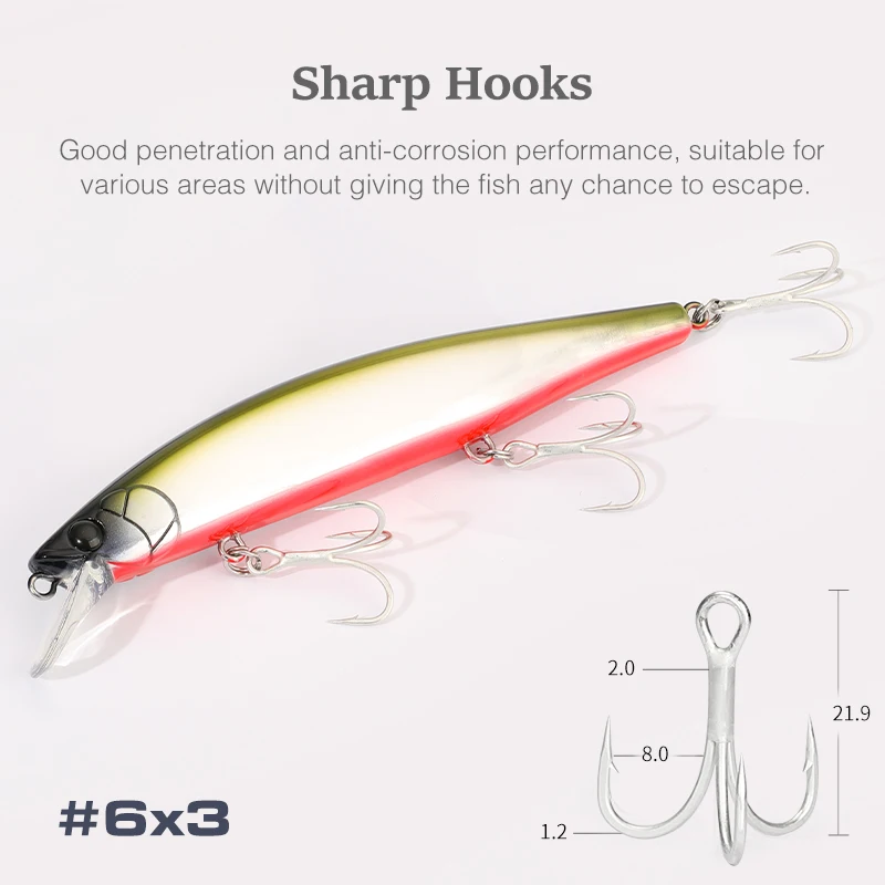 TSURINOYA Sinking Jerkbait 115S Minnow para Lubina, Negro y Lucio - imagen 3