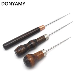 Sewing Tools with Wooden Handle, DIY Leather Tent, Sewing Awl, Pin Punch, Hole Repair Tool, Hand Stitcher, Leathercraft Needle