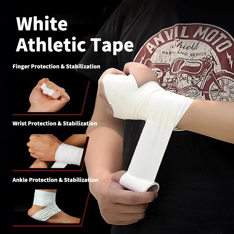 Sports White Tape Anti - Sprain Joint Support Breathable Tearable Cotton Bandage for Wrist/Knee/Ankle Protection (Multi - Sizes)