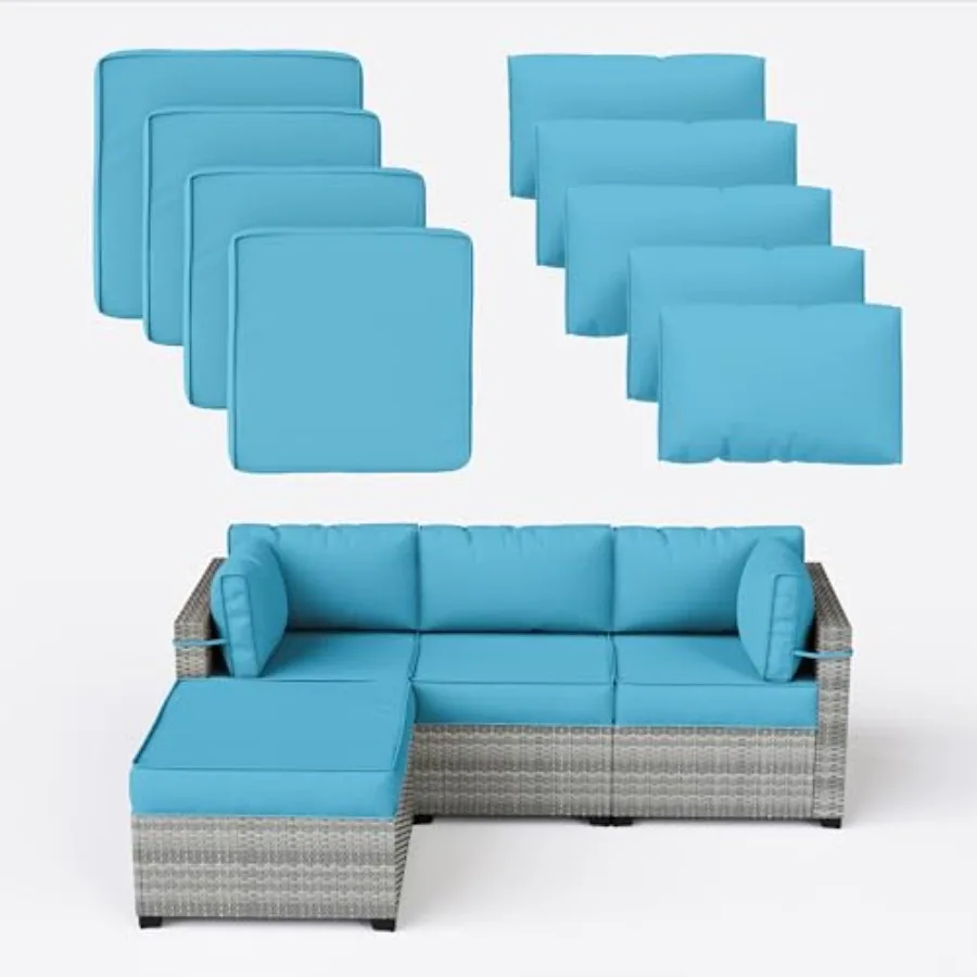 

9 Pcs Outdoor Patio Cushions Covers Replacement Waterproof with Zipper for 5 Pcs Patio Furniture Set Covers Only