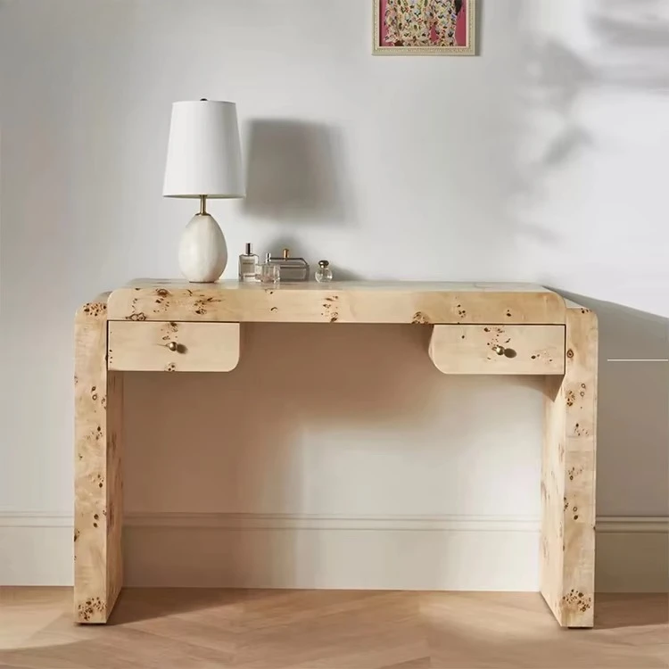 Nordic style villa bedroom wooden luxury dresser with drawers hotel tree pattern accent desk