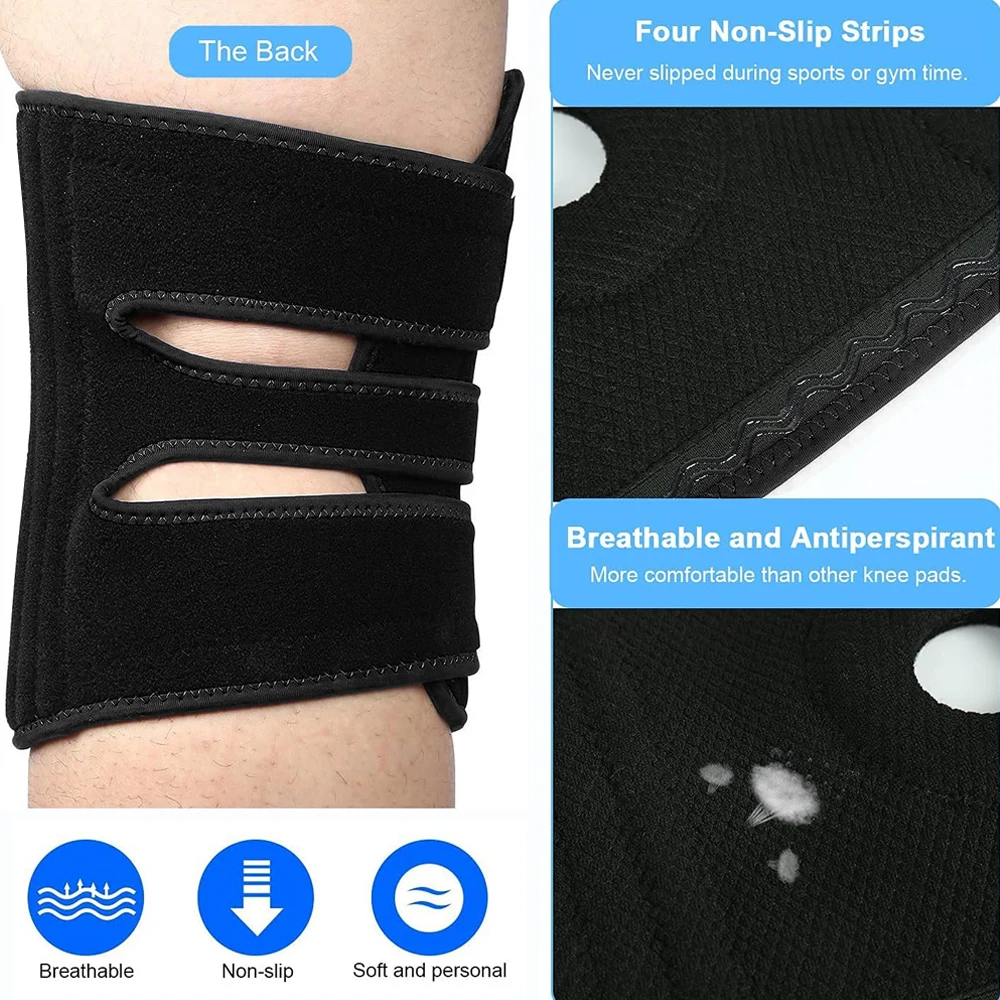 1 Stück Kniebandage in Übergröße für Männer und Frauen – Kniestütze mit offenem Rücken, seitlichen Stabilisatoren und Patella-Unterstützung für Meniskusriss, Ar – Detail 6