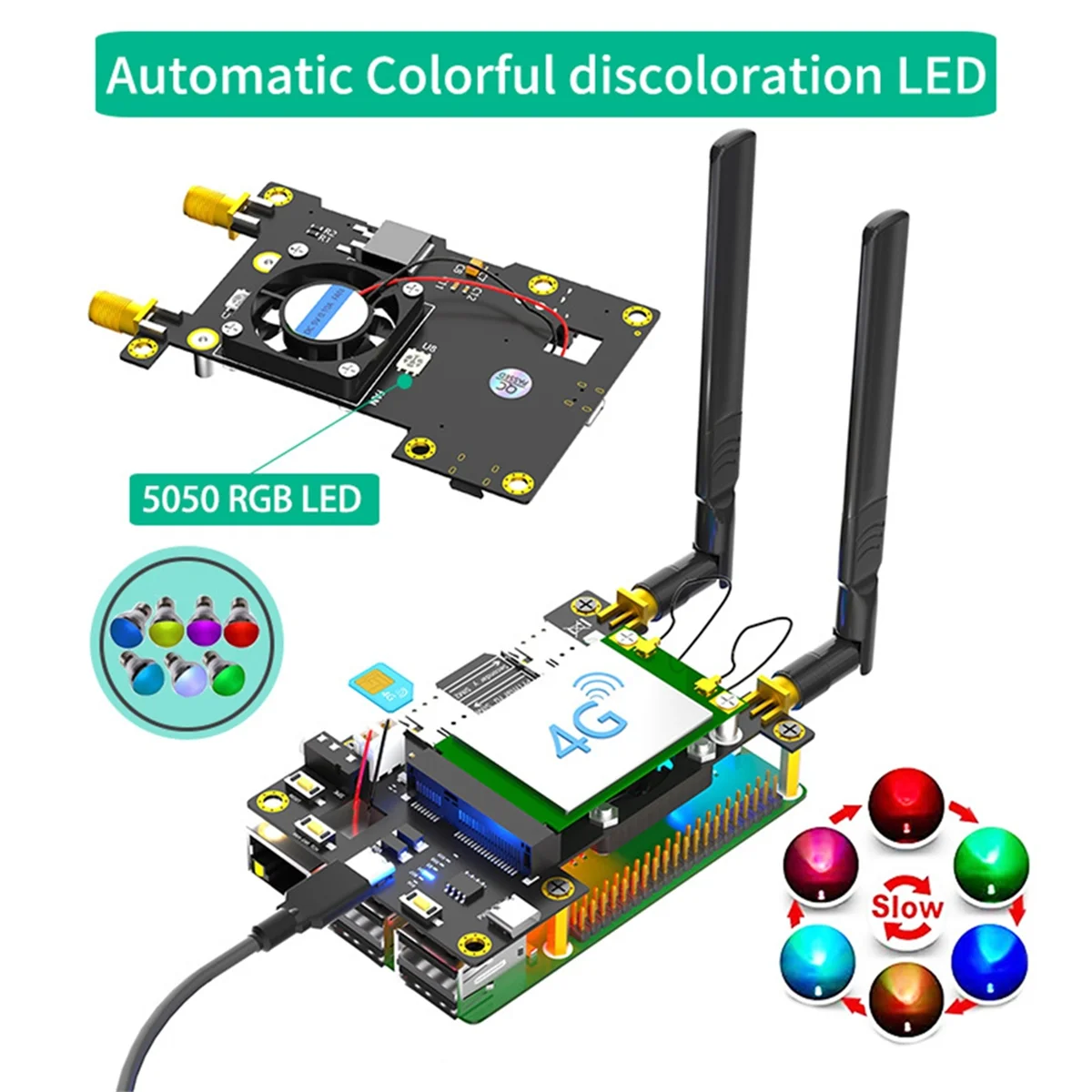 VENDITA CALDA 4G 3G LTE WWAN Modem Mini PCI-E MPCIe Adattatore modulo wireless 2 Nano SIM Card Holder Antenne per Raspberry Pi 4 3 2 B +