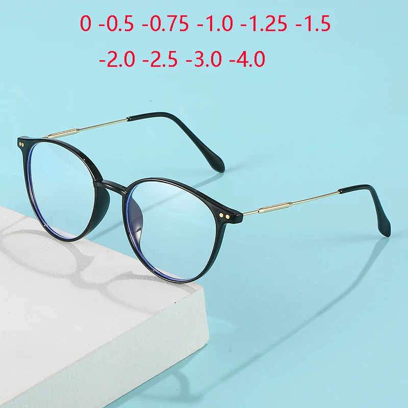 0 -0.5 -0.75 To -4.0 Women Men TR90 Oval Prescription Glasses With Cylinder Literary Nearsighted Glasses For Students Look Far