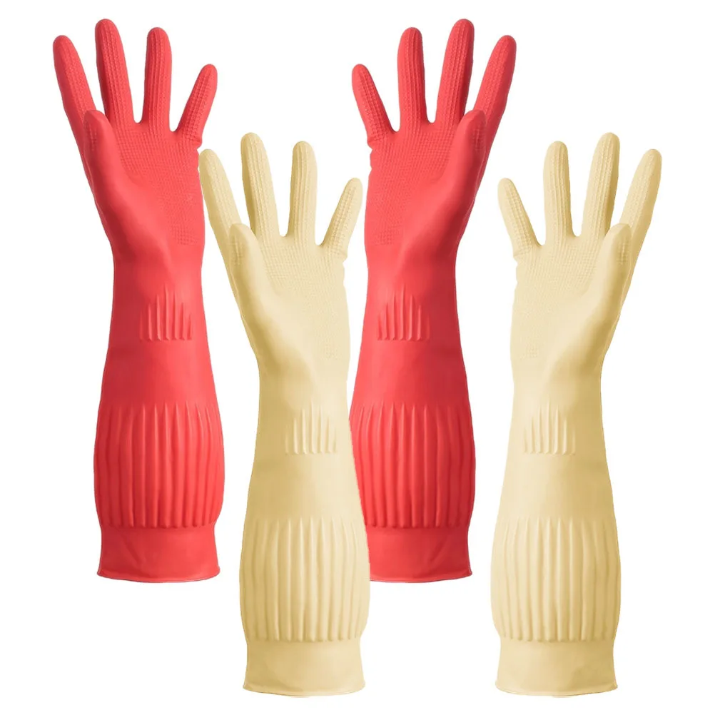 

2pcs Reusable Latex Dishwashing Gloves Lightweight Kitchen Cleaning Gloves For Washing Dishes Gardening Food Prep Household Use