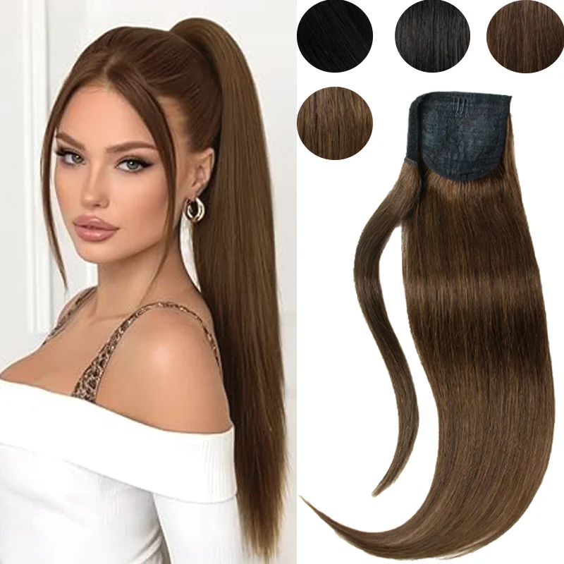 

Ultra Comfortable Skin Friendly Clip On Horsetail Extensions Pure Real Human Hair Smooth Straight Tangle Free Durable For All