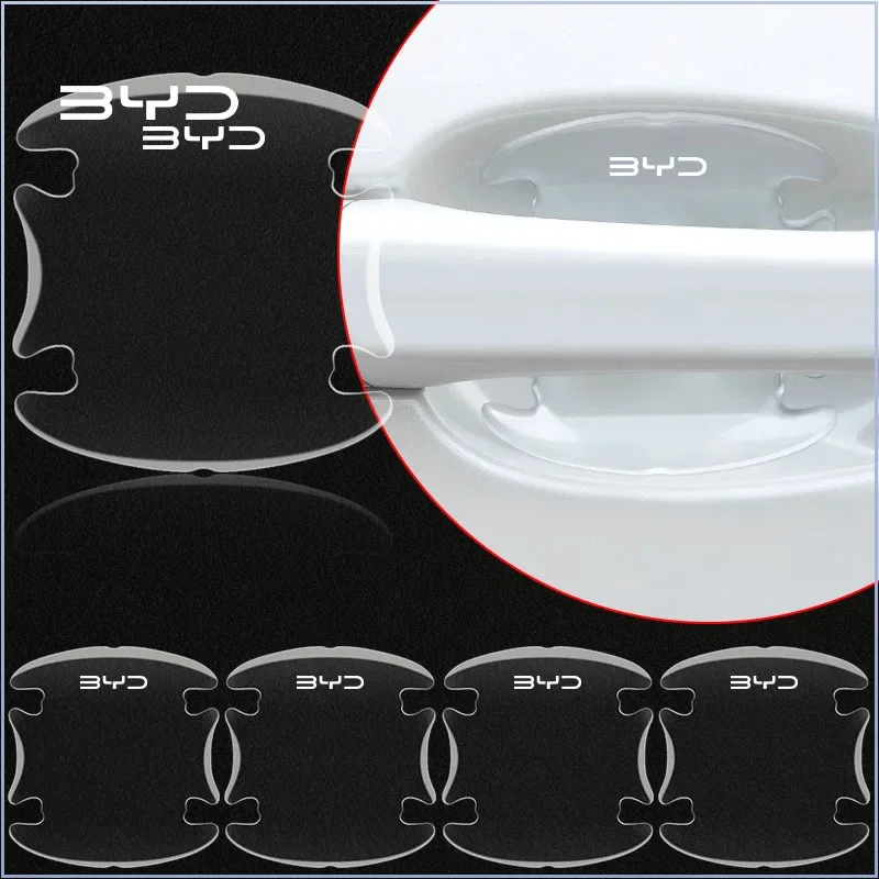 4pcs Anti Scratches Sticker Protector Film Transparent Car Door Handle for BYD Tang F3 E6 Atto Yuan Plus Song Max G3 Valve Stems