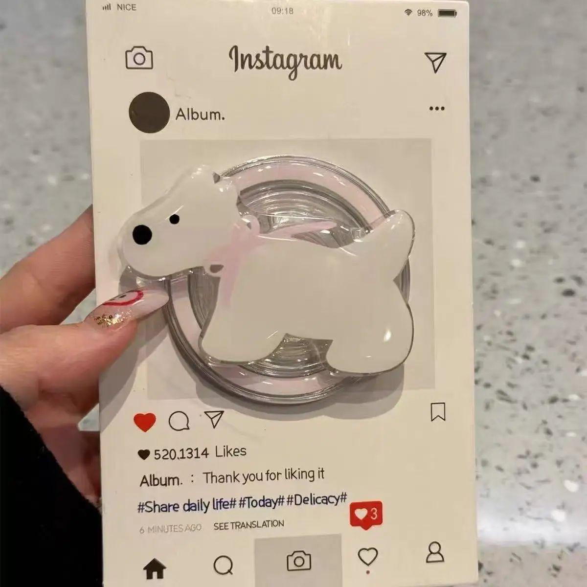 

Cute Cartoon Puppy For Magsafe Griptok Holder Phone Finger Ring Stand Support For iPhone 15 16 17 Samsung Girl Bracket