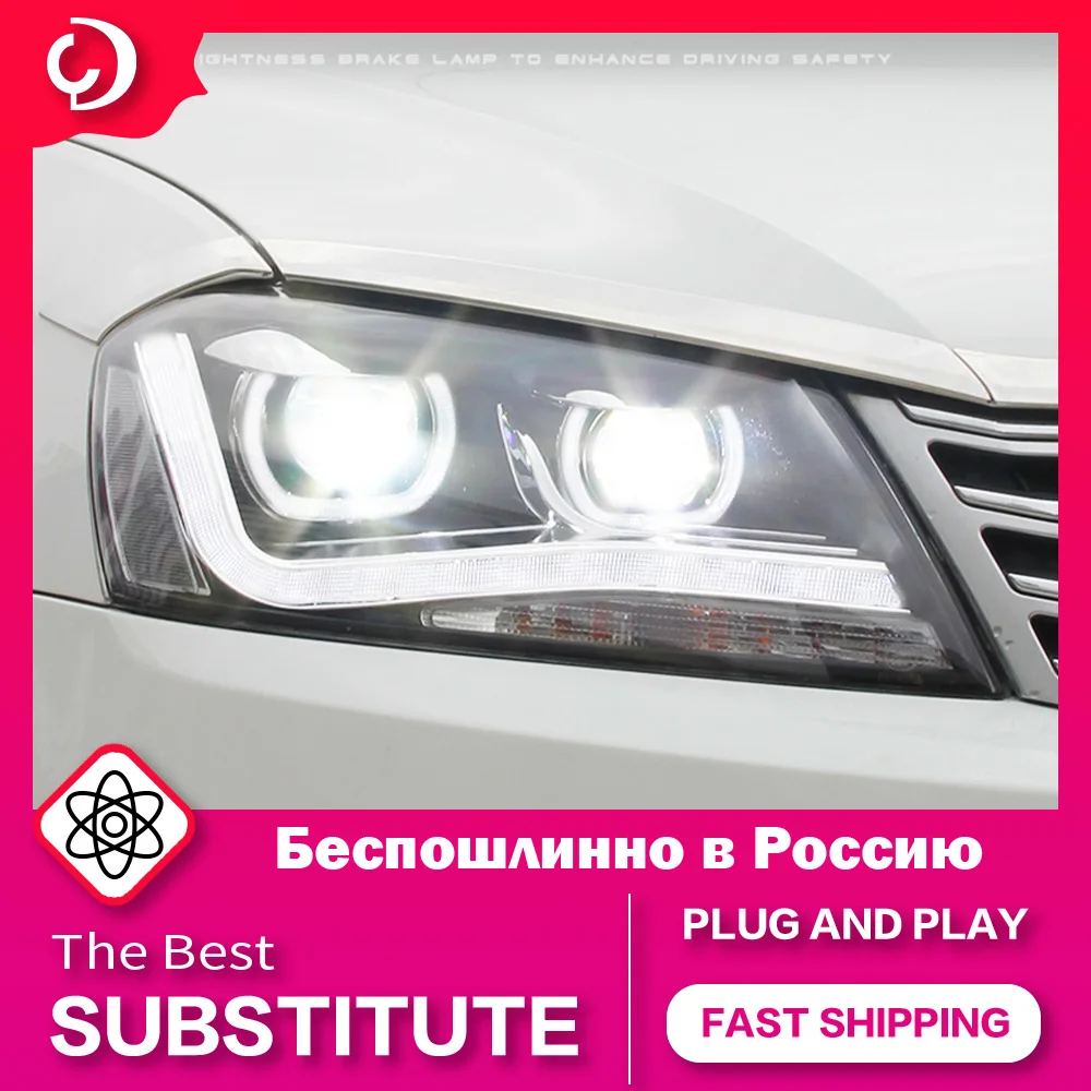 Headlights for VW Passat B7 R8 2012-2016 Headl Lamp LED Dipped Beam Main Beam Running Turn Signal Light Projector Lens Fitting