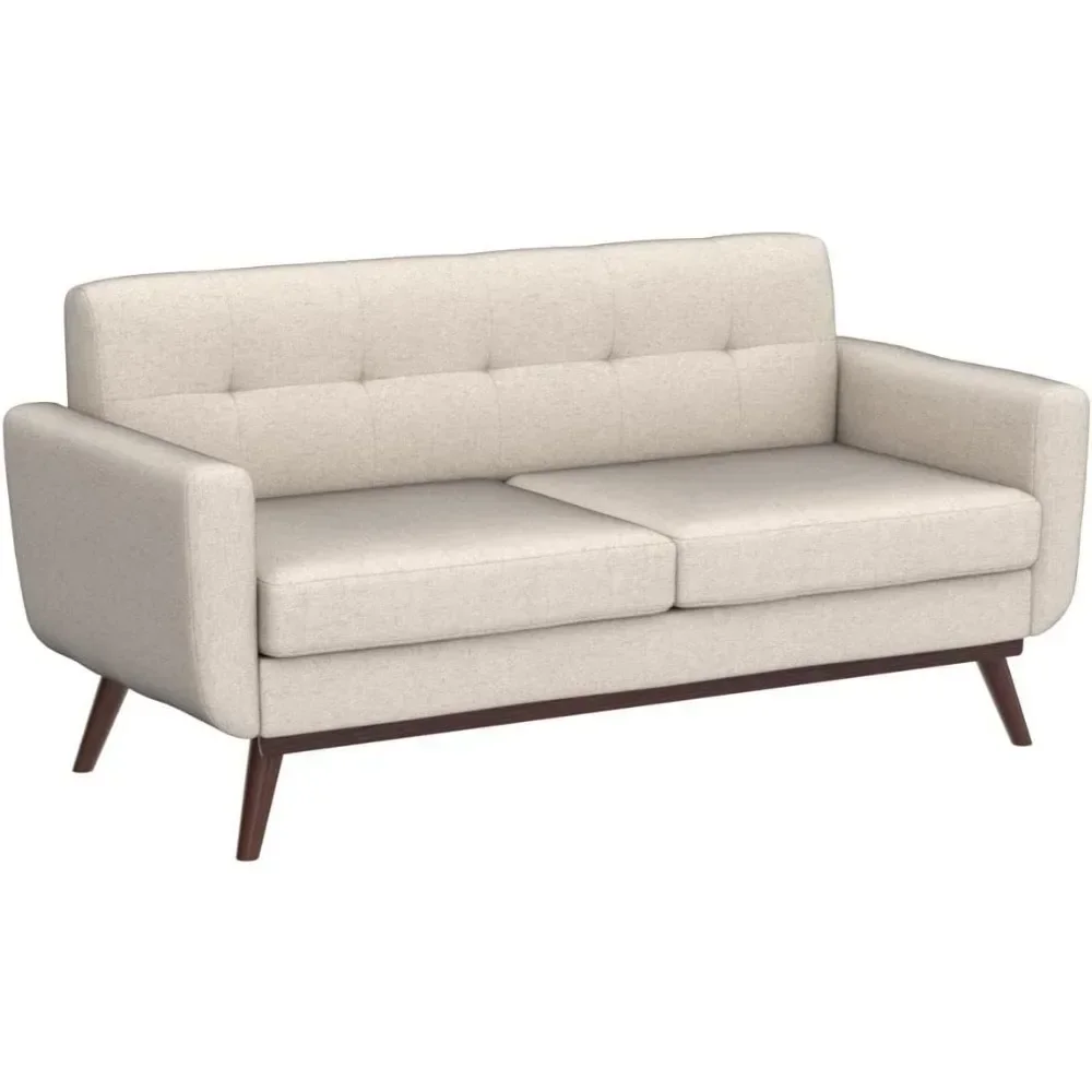 

Mid Century Modern Decor Love Seat Couches for Living Room Furnitures Button Tufted Upholstered Furniture Beige Sofa luxury