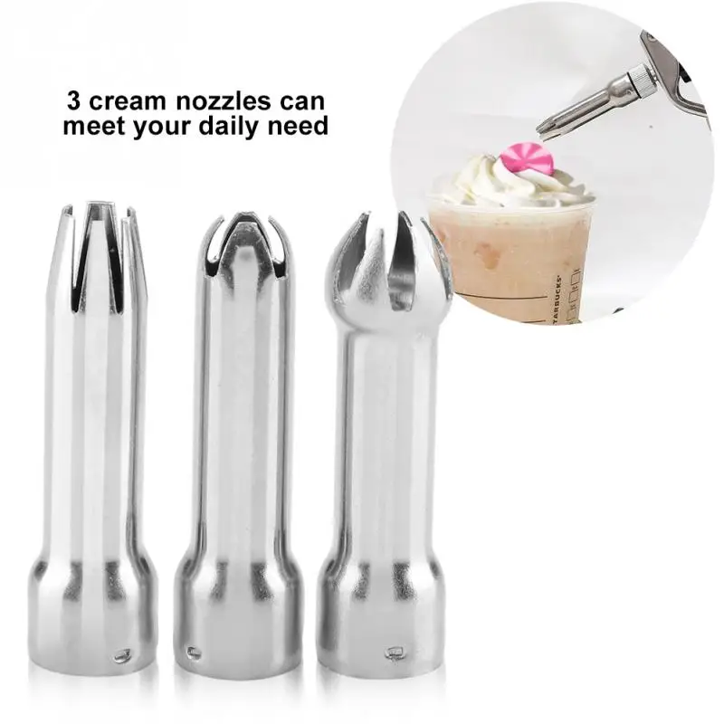 3Pcs Baking Nozzles Stainless Steel Whipped Cream Dispenser Cream Foamer Nozzle for Party Birthday Cake Decoration Tools