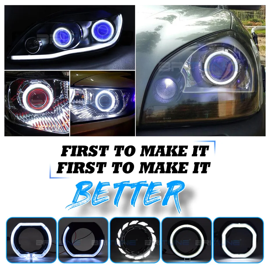 LED Angel Eye Shroud for 2.5/3.0 Inch Headlight Projector Lens for Koito Q5/Hella 3R/WST LED Lights DRL Turn Signal Car Retrofit