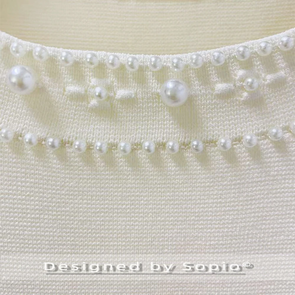 حبات اللؤلؤ محبوك فستان ماكسي المرأة الصيف فسكوزي أكمام موضة تانك الجلباب سيدة أنيقة مساء حفلة فستان طويل 2026 #4