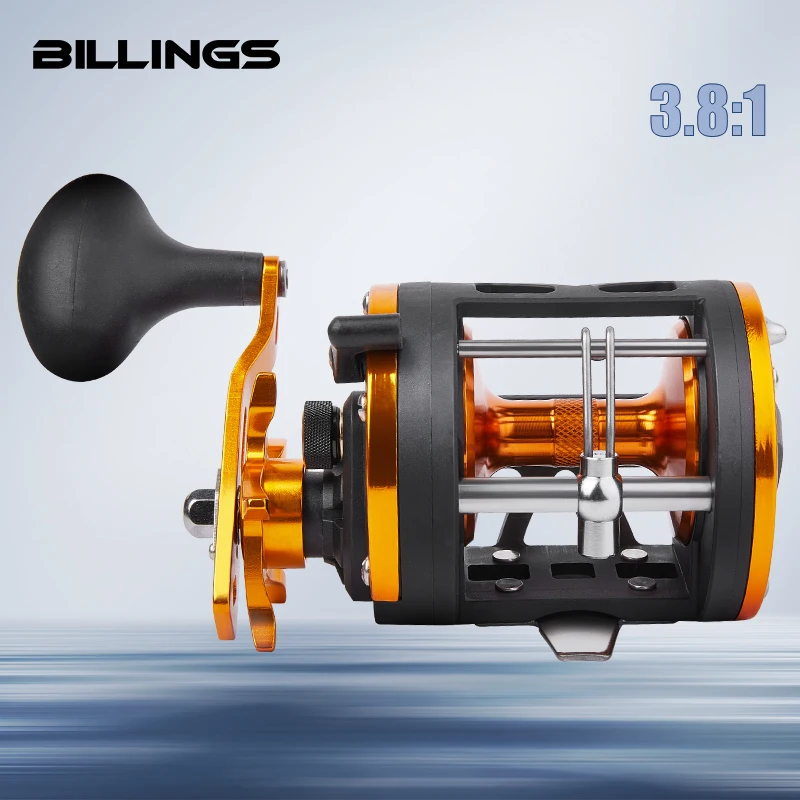 

Катушка BILLINGS Trolling Drum Reel, максимальная нагрузка 33 фунта, передаточное число 3.8:1, плавная работа, для морской рыбалки на сибаса, сома, групера, форели