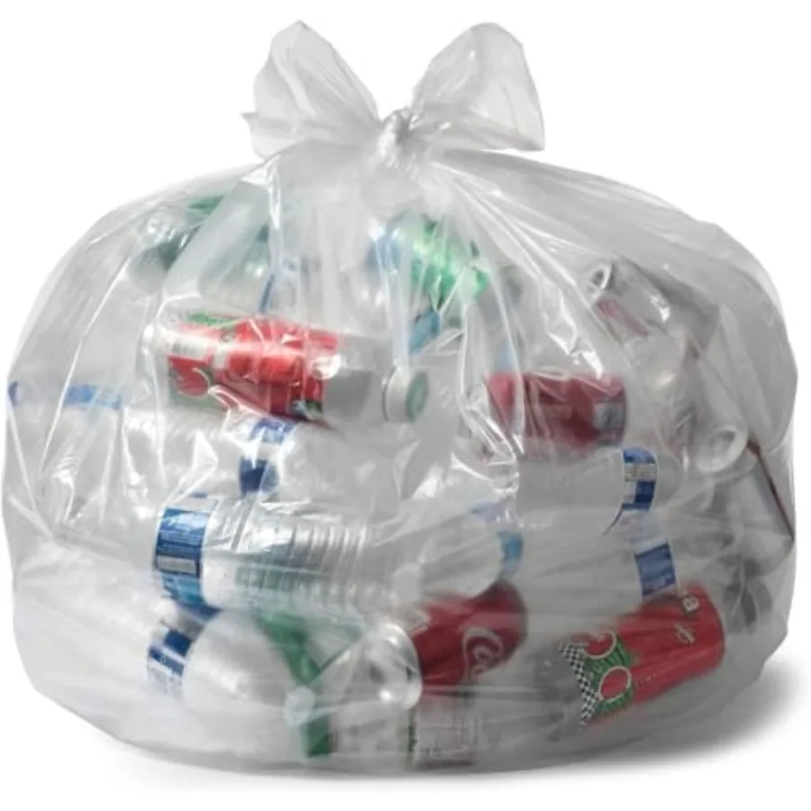 

12-16 Gallon 1.0 MIL equivalent Thick Clear Heavy Duty Trash Bags - 24" x 31" - Pack of 500 - For Recycling Kitchen Contractor