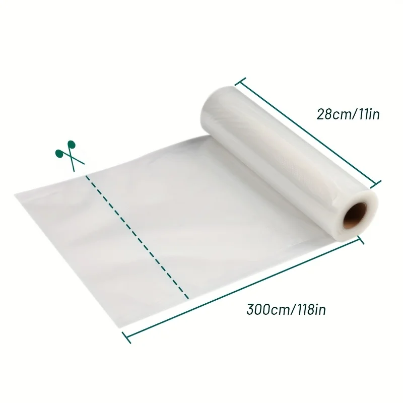 Vacuümzakken van 3 meter/rol - duurzaam, BPA-vrij, scheurbestendig, gemakkelijk te snijden. Ideaal voor sous vide, maaltijdvoorbereiding, rundvleesopslag en keuken