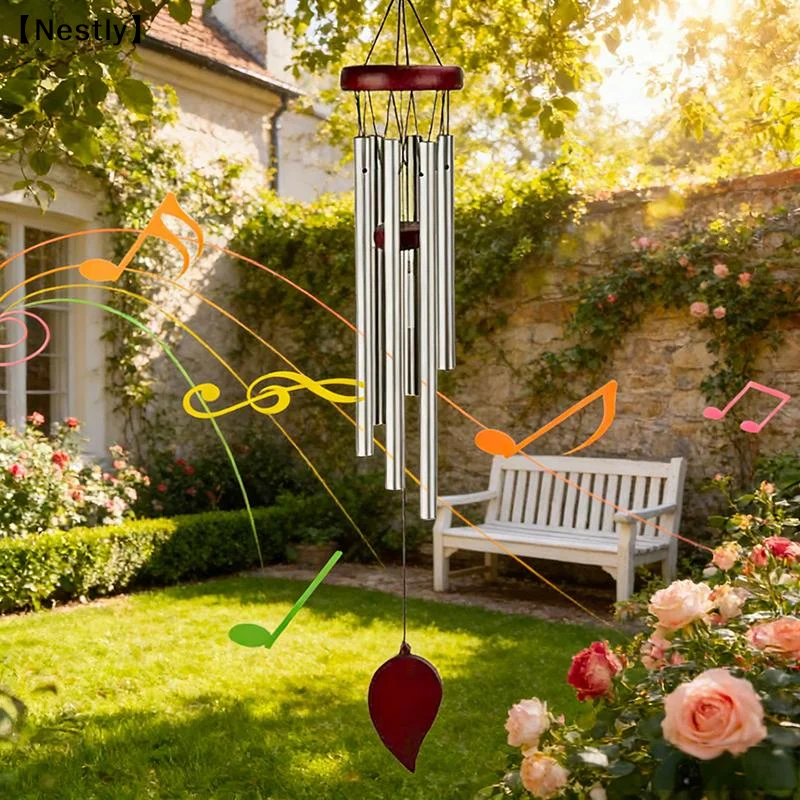 Classic 26 Inch Aluminum Pipe Wind Chimes With Wooden Hanging Tag Farmhouses Terraces Gardens Balcony Corridor Decoration〔Nest〕