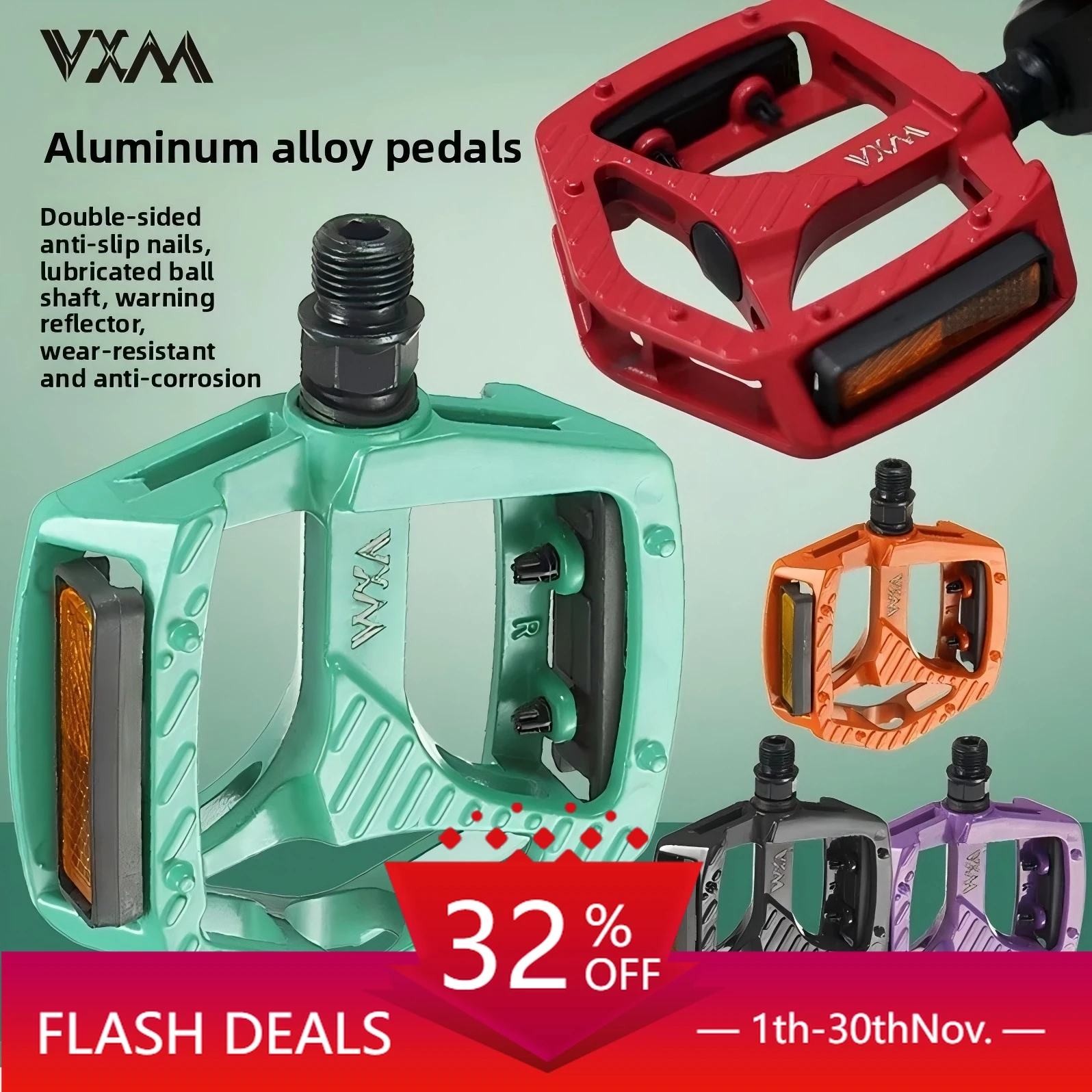 

Aluminum Alloy Bicycle Pedals with Ball Bearings for Mountain and Road Bikes Universal Bike Pedal Replacement