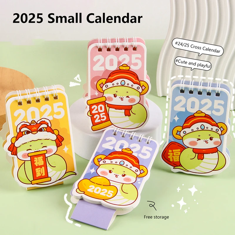 Creative Mini Cartoon Snake Calendar Special-shaped Small Desk Calendar Pocket Portable Calendar Desktop Decoration Small Gifts