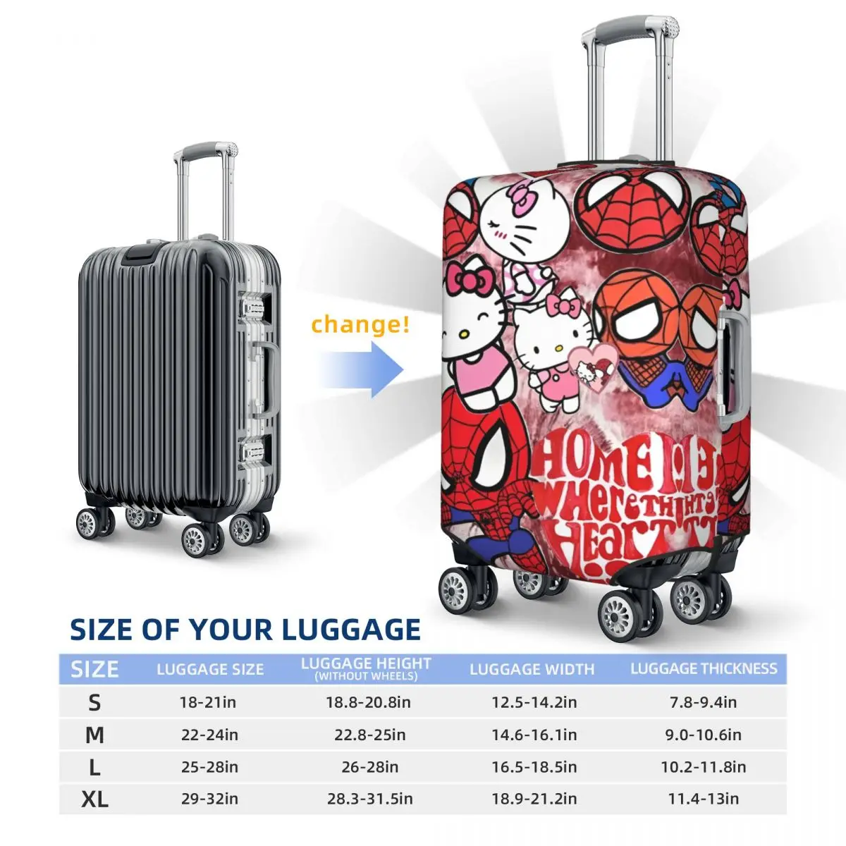 Lovely Hello Kitty Sanrio Anime Suitcase Cover Holiday Strectch Luggage Case Travel Protection