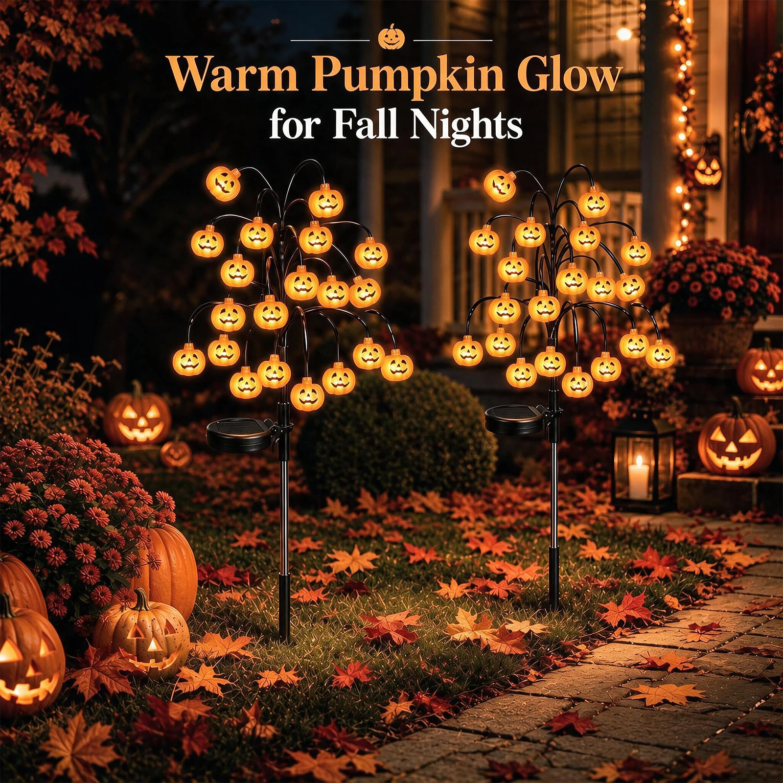 Solar Pumpkin LED Garden Stake Light 20 LED Outdoor Lawn Pathway Yard Decorative Landscape Lighting