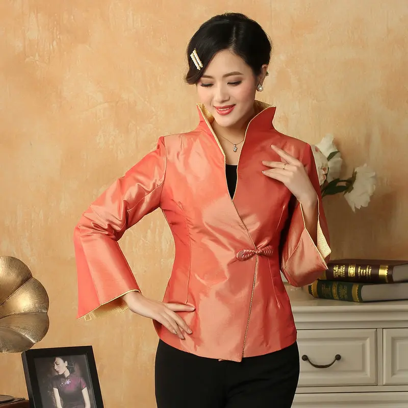 Quiet Luxury Women Satin Coats Single Knot Button Diagonal Placket Design Jackets Green Red Black Trumpet Sleeves Classy Attire