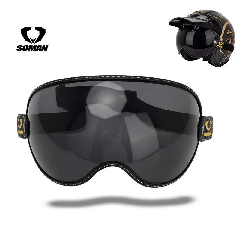 

Retro Goggles Half Face Motorcycle Helmet Outside Visor Riding UV Protection Windshield Colorful Vintage Helmet lens