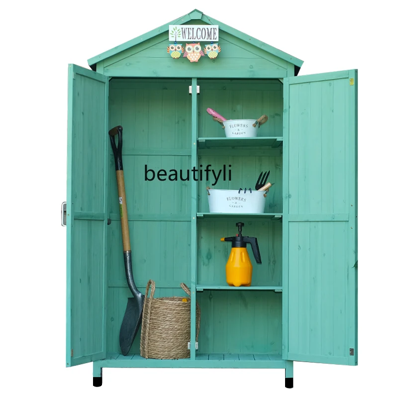 

Outdoor Storage Organize Lockers Solid Wood Tools Sundries Outdoor Courtyard Sunscreen and Waterproof Anti-Corrosion