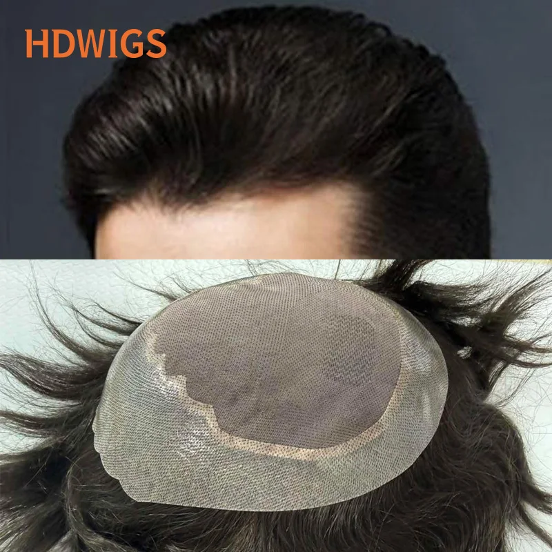 

Men's Hair Prosthesis Mono PU Base Indian Human Remy Hair System Natural Man Human Hairpiece Durable Capillary Prosthesis Wigs