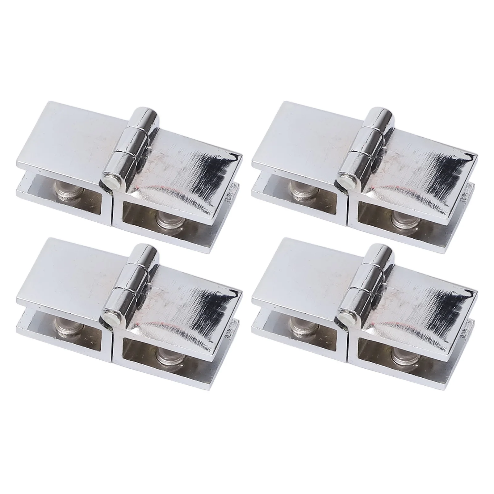 4 Pieces of Double-Sided Glass Door Clamp Hinges 5mm-8mm Glass Furniture Hardware Heavy-Duty Shower Glass Door Hinges 180 Degree