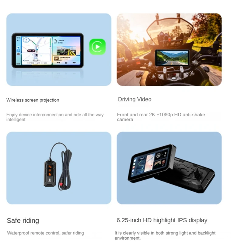 AU05 -GPS Navigation Motorcycle Carplay Display Portable Motorcycle Wireless Android Car Monitor