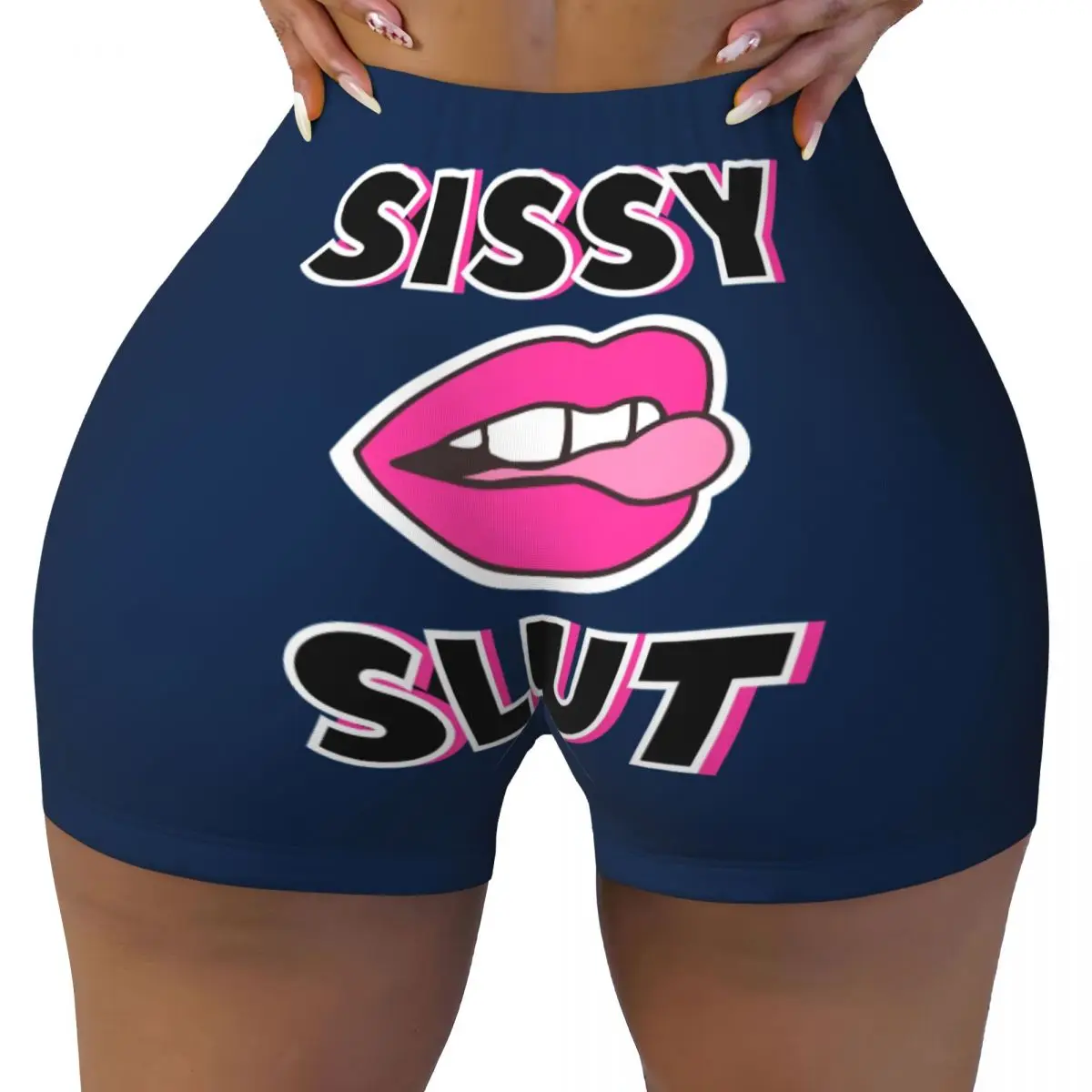 

Custom Women's Sissy Slut Workout Yoga Shorts Gym Athletic Volleyball Biker Shorts
