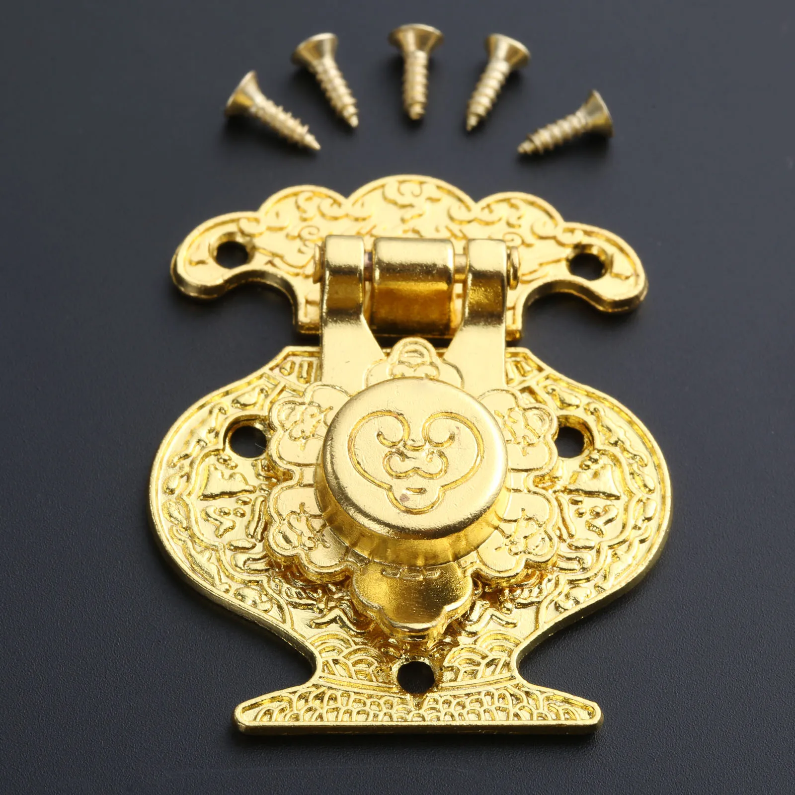 1pc Gold Box Latch Clasp 38*48mm/41*51mm Buckle Wooden Jewellery Box Vase  Hasp Pattern Latch Lock Decorative