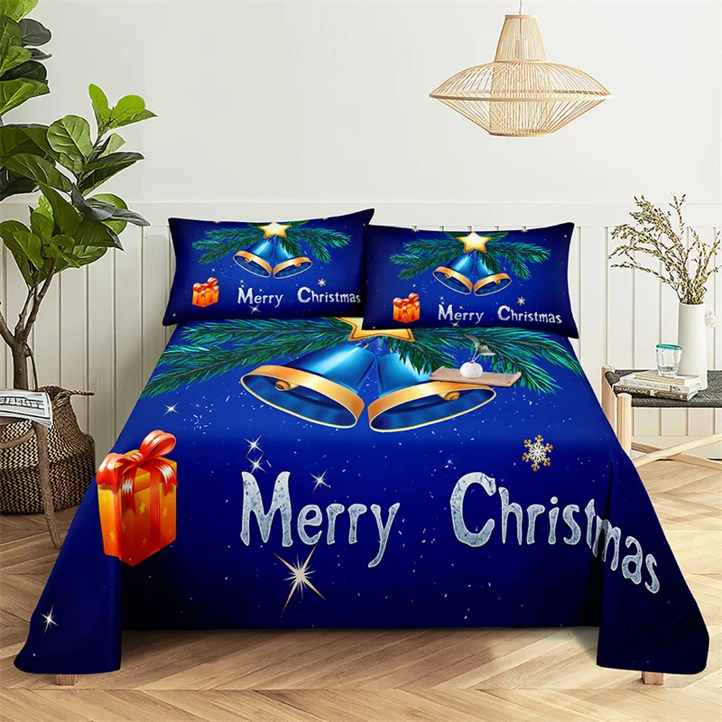 Christmas Queen Sheet Set Kid's Flat Sheet Boys and Girls Bed Sheets and Pillowcases Christmas tree Bed Sheet Set Bedding Set