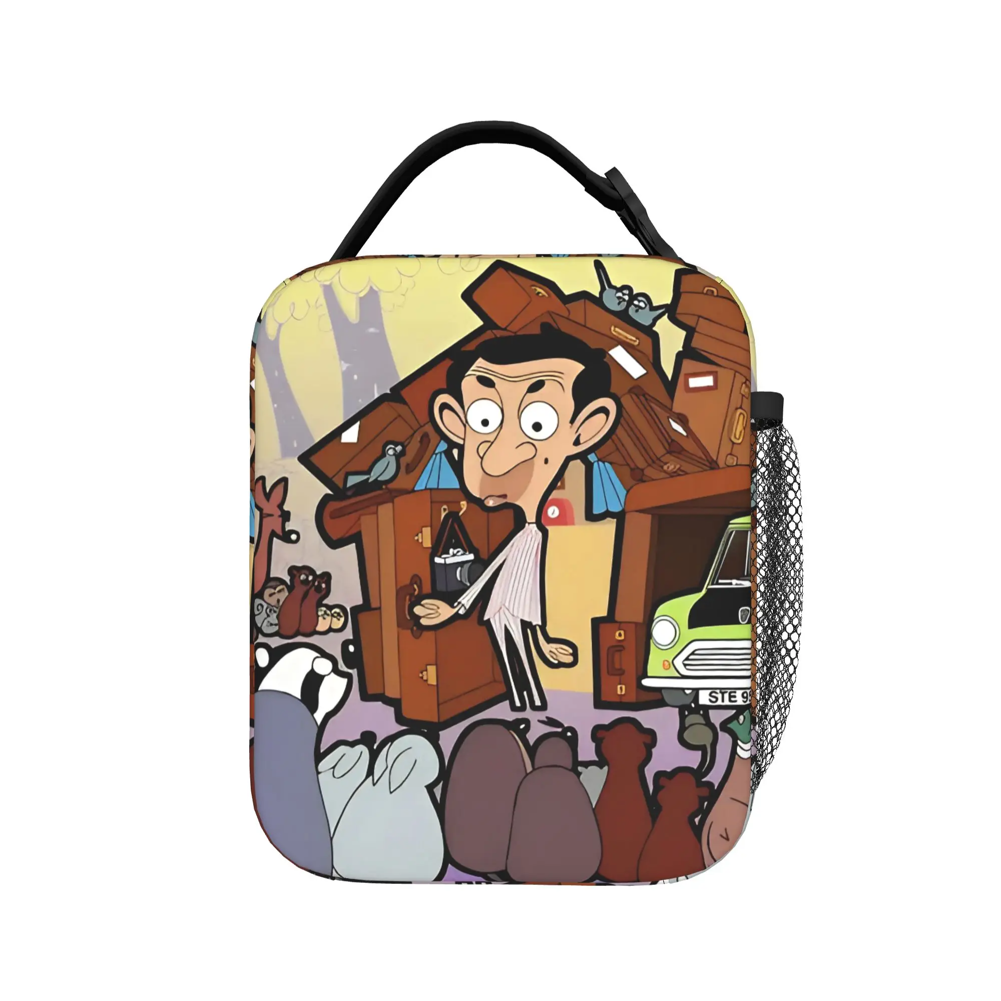 Mr. Beans Cartoon Insulated Lunch Bags Cooler Bag Reusable,Lunch Container  Portable Tote Lunch Box Food Handbags Beach  Outdoor