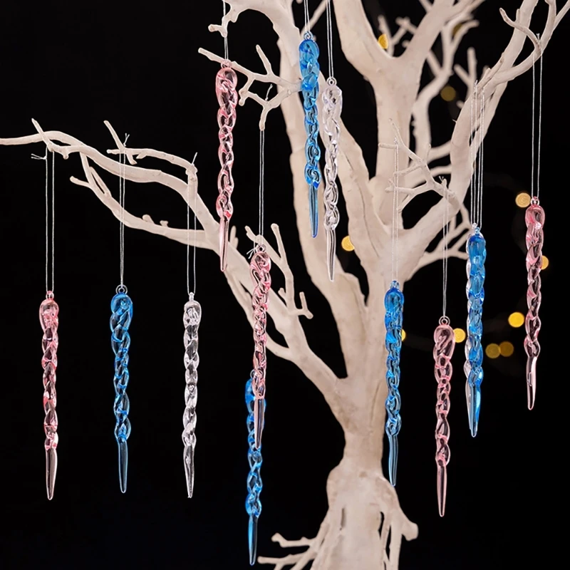 60Pcs Christmas Icicle Ornament Tree Decoration Stylish Icicle Ornament for Christmas Acrylic Homes Festival Enhancers