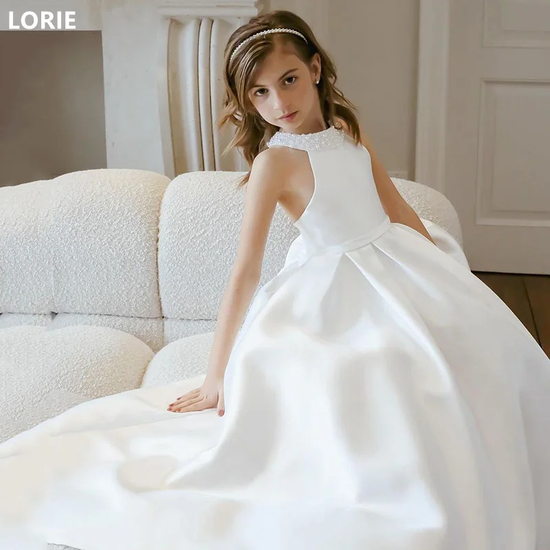 LORIE A-line Flower Girl Dresses Clean and generous Little Girl Dress Satin Princess Dress Baby Girl Dresses Customized