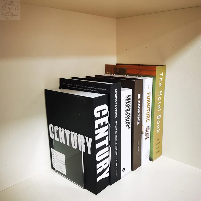 L-Shape Transparent Acrylic Bookends Stand Picture Book Album Compartment Board Storage Book Clip