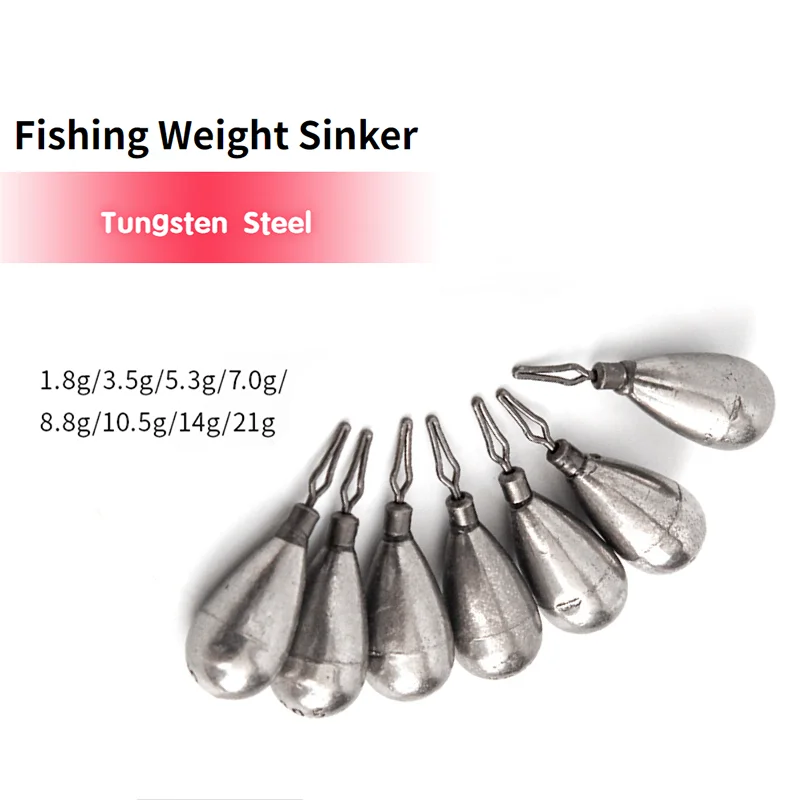 20pcs Tungsten Steel Fishing Flipping Weight Sinker Bullet Drop Diamond Ring Free Droplet 모든 게 낚시를 위해 Pesca 선상낚시 받침대 рыбалка