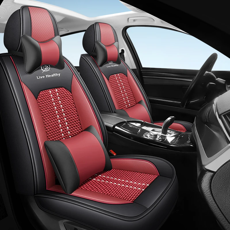 

Front Row Double Seats, Luxurious Ice Silk Full-Cover Car Seat Covers, Universal, Breathable and Wear-Resistant, Soft and Comfortable, Suitable for All Seasons, Easy to Clean and Maintain, Fits the Seats Well, with Three-Dimensional Side Support, Paired w