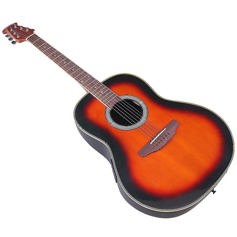 Stock Round Back Acoustic Guitar 41 Inch 6 Strings Guitar Cutaway Design High Gloss Folk Guitar With Small Flaw