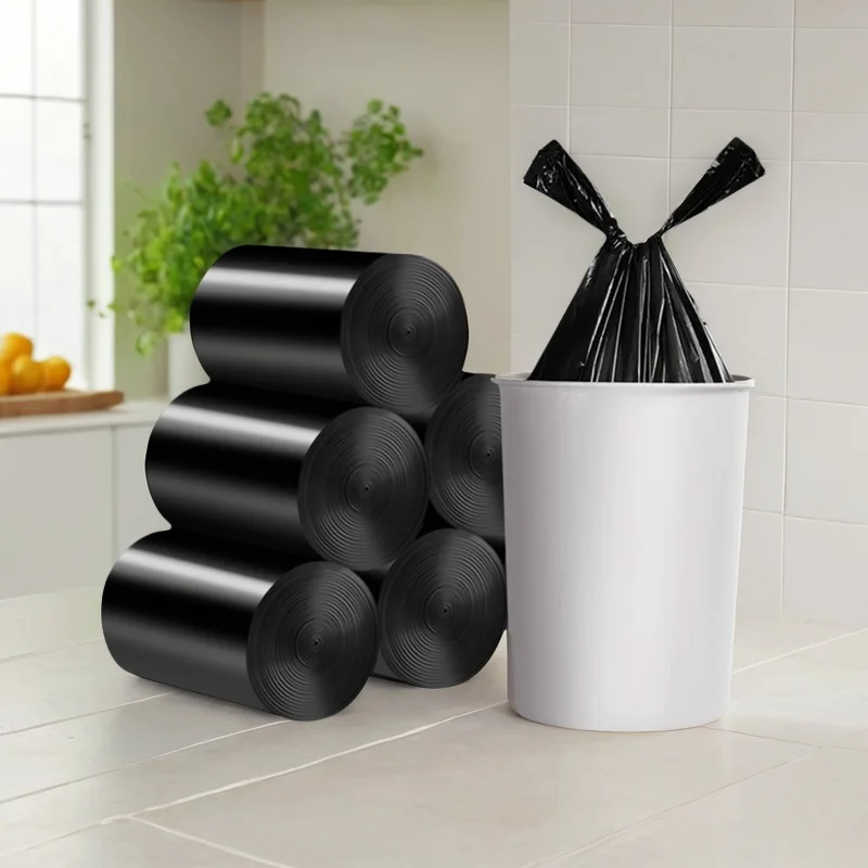 

5 Rolls Rubbish Bags with Handle of Portable Trash Thicken Vest Pcs Garbage Home Office Kitchen Sturdy ,Disposable Garbage Bag