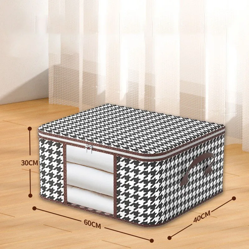 Visible Large Capacity Storage Box Portable Household Clothes Organizer With Handles Foldable Dustproof Quilt Zipper Container