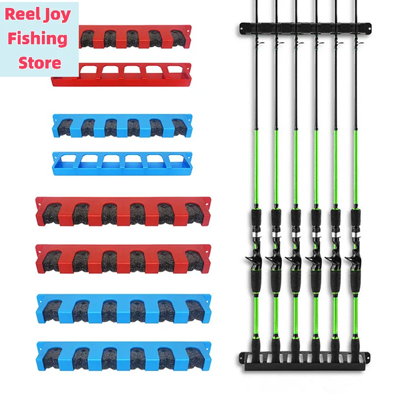 【Fishing Rod Holders 6-Rod Rack Vertical Pole Holder Wall Mount Modular For Garage Fishing Pole Display Stand Fixed Frame】