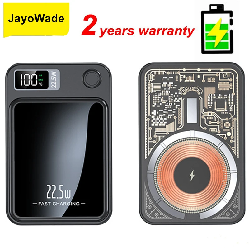 

JayoWade New 20000mAh Transparent Battery Magsafe Power Bank Magnetic Wireless Powerbank for iPhone 16 Xiaomi Samsung Portable