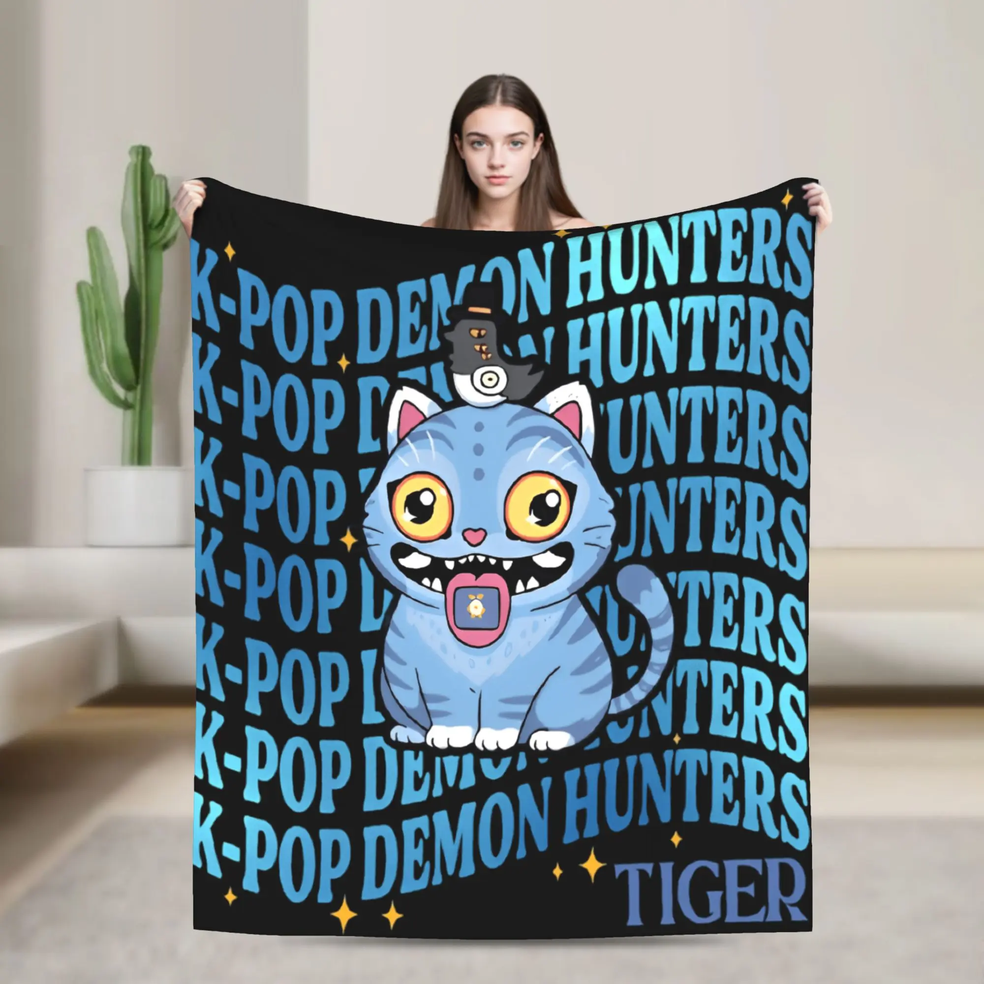 

K-pop Demon Hunters Derpy Tiger плюшевое одеяло для детей и взрослых фланелевые постельные принадлежности пледы для дивана, кресла, супер мягкое покрывало, идея подарка