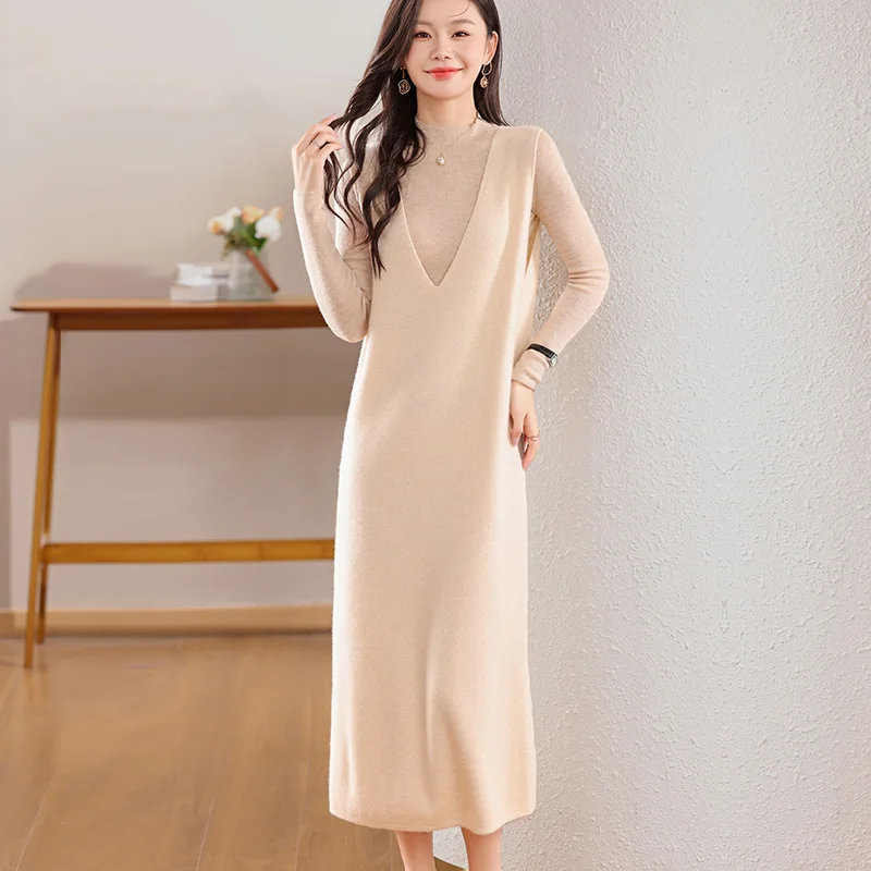 Long Wool Vests 100% Wool Women Knitwears New Fashion Pullovers Ladies Cashmere Vests 2024 Autumn And Winter