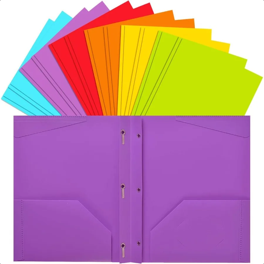 

Plastic Folders with Prongs and Pockets Heavy Duty School Folders with Pockets Letter Size Multicolor Folders 12 Pack