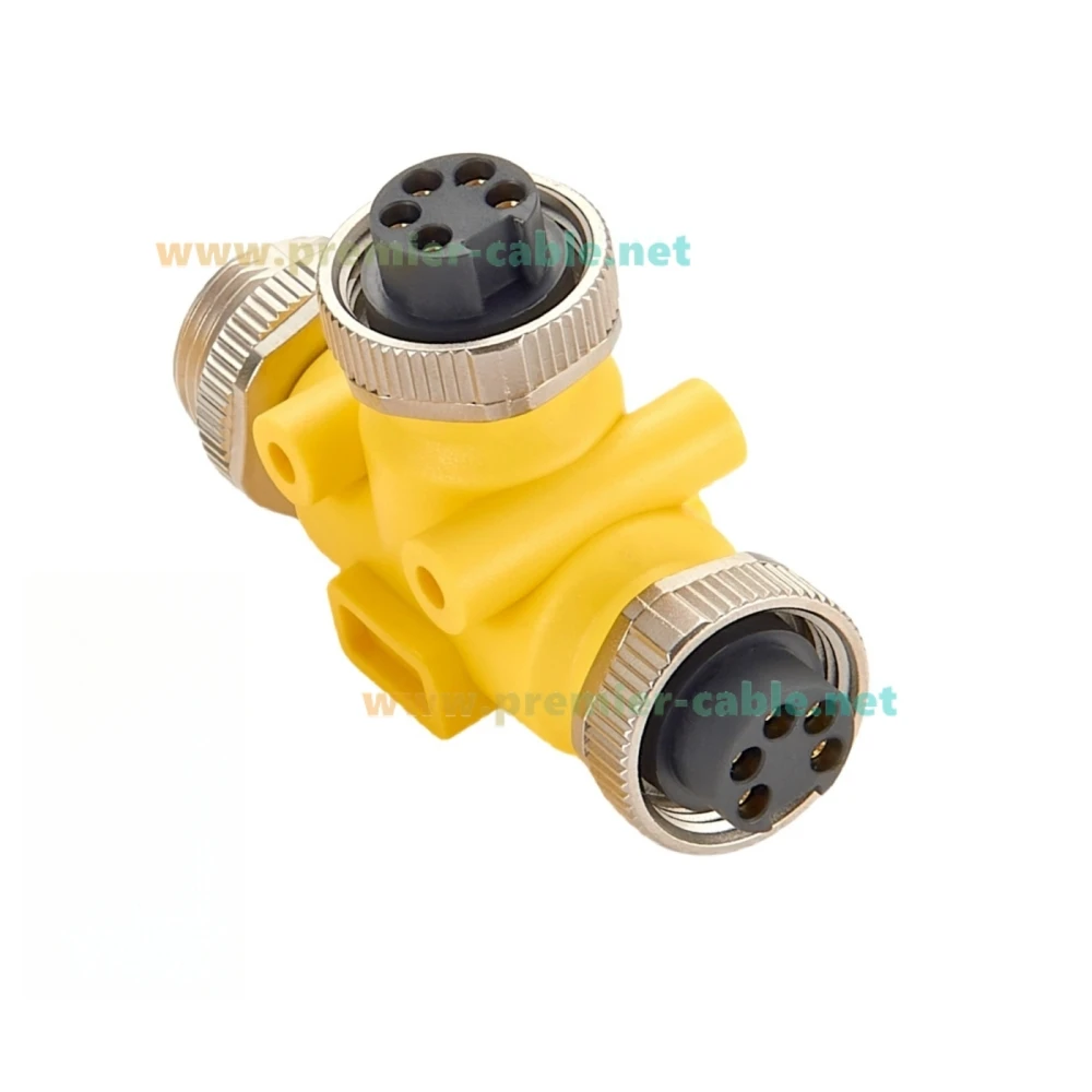 3 Way 7/8" 5 Pole Male to Female Tee Splitter IP67 Mini-Change Circular Connector Backbone Trunk Adapter for DeviceNet Canopen